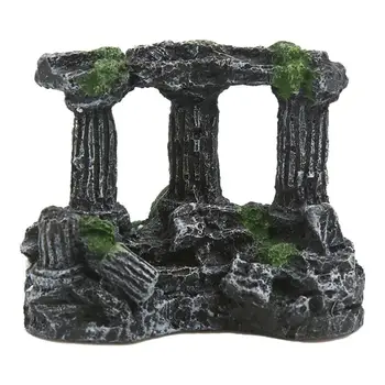 אקווריום קישוט מערות אבן שרף מוצק משובח הרומית טור קישוטים לאקווריום אקווריום רוק הורס צמחים עיצוב אקווריום